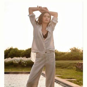 Anthropologie Maeve Collette Linen cropped wide leg pant